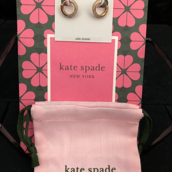 Kate Spade ♠️ brilliant mini Pave’ Huggie earrings - Picture 2 of 3